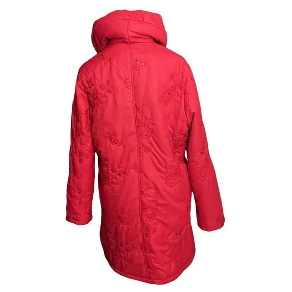 Hwei Na Si Vintage Red Silk Puffer Coat Embroidered Sequin Frog Closures XXXL - Picture 3 of 8